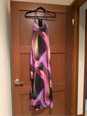 Nicole Miller Purple Multi-Color Slip Maxi Dress